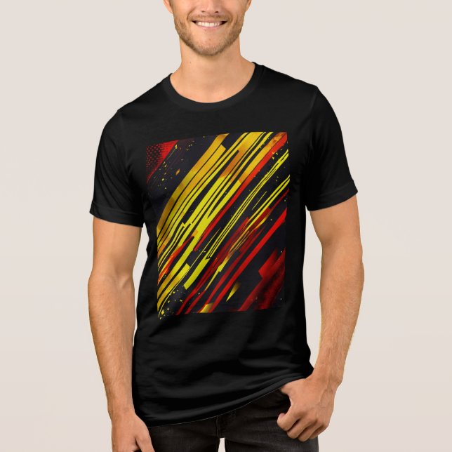 "Dynamic Fusion: Red & Gult Abstrakt Sports Jers T Shirt (Framsida)