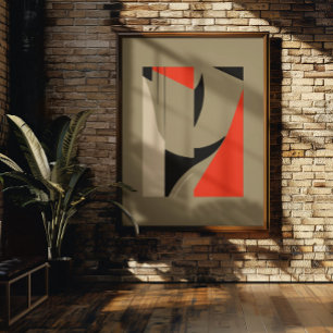 Dynamic Geometric Fusion - Red, Black och Beige Poster