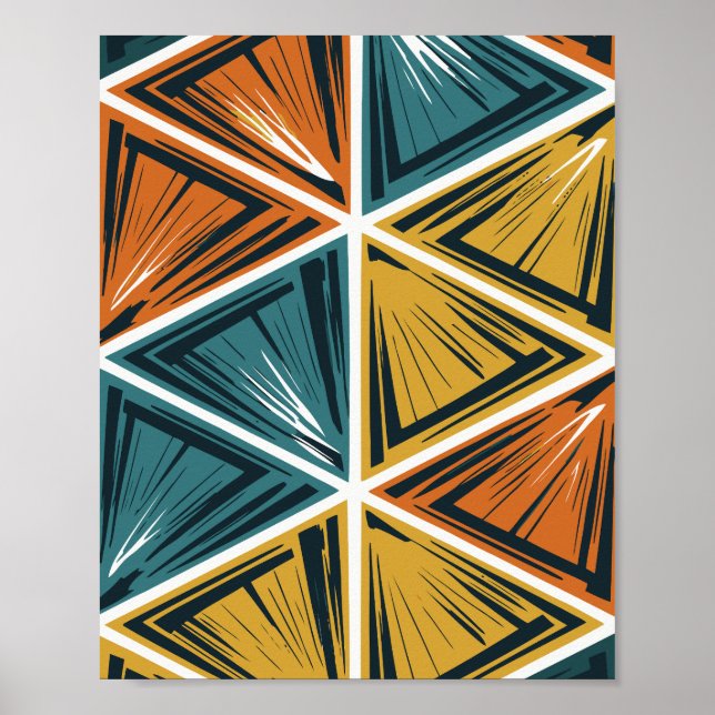 Dynamic Geometric Triangles Pattern Poster (Framsidan)