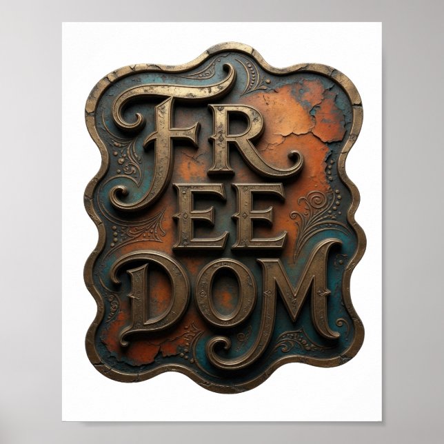 Dynamic Gold FREEDOM Citat Design Poster (Framsidan)
