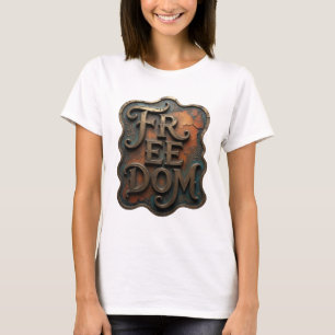 Dynamic Gold FREEDOM Text Design T Shirt