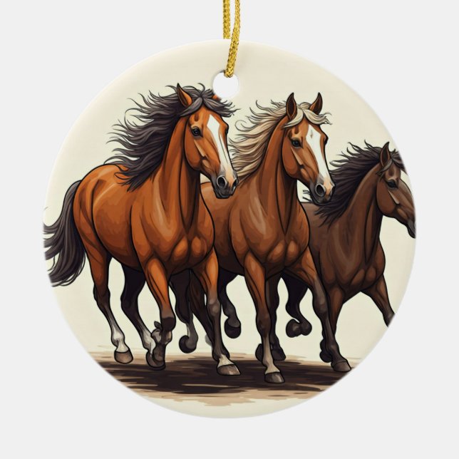 Dynamic Horse Tävla Ceramic Ornament (Framsidan)