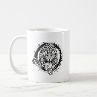Dynamic Leopard / Jaguar Attack Coffee Mug - Bold  Kaffemugg