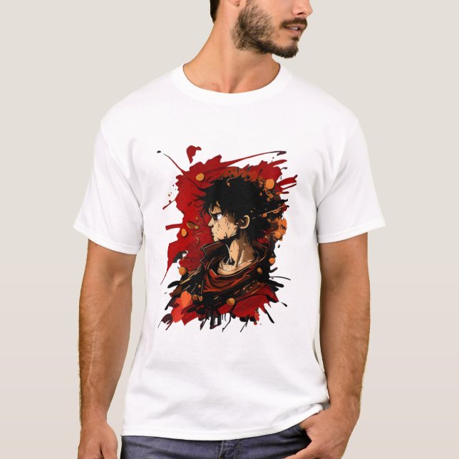 Dynamic Luffy Illustration with Crew in AnimeStyle T Shirt (Framsida)