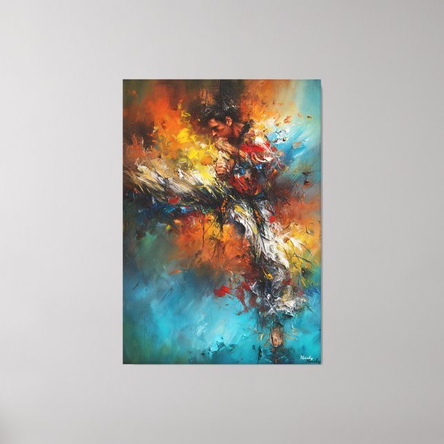 Dynamic Martial Arts Abstract Painting Energy Canvastryck (Framsida)