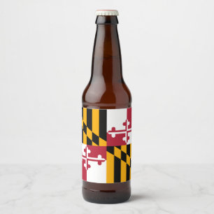 Dynamic Maryland Statlig flagga Graphic on a a Ölflaska Etikett