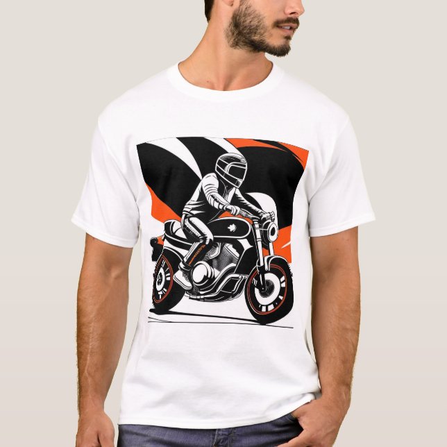 Dynamic Motorcykel Illustration with Rider T Shirt (Framsida)