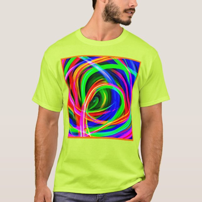 Dynamic Neon Abstrakt Hues T Shirt (Framsida)