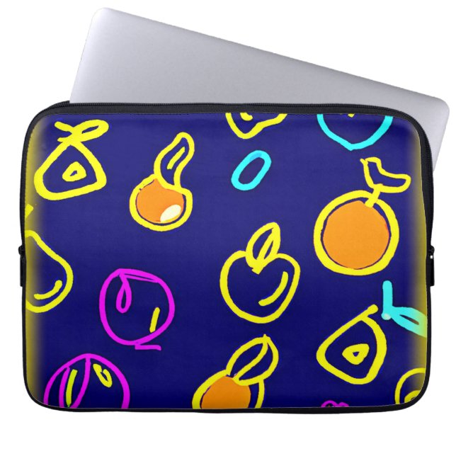 Dynamic Neon Fruits Mönster Design Laptop Fodral (Framsidan)