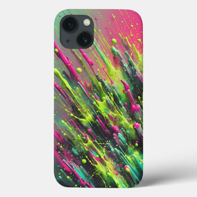 Dynamic Neon Paint Splash Phone Case Vibrant Pink (Baksida)