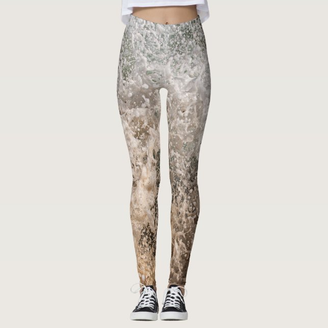 Dynamic Ocean Waves and Sea Foam Abstract Leggings (Framsida)