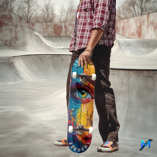 Dynamic Öga Pop Art - Fet Retro Färg Mini Skateboard Bräda 18,5 Cm