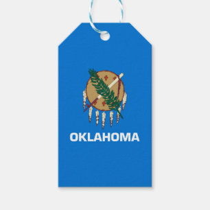 Dynamic Oklahoma Statlig flagga Graphic on a a Presentetikett