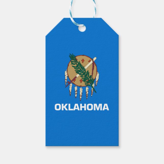 Dynamic Oklahoma Statlig flagga Graphic on a a Presentetikett (Framsidan)
