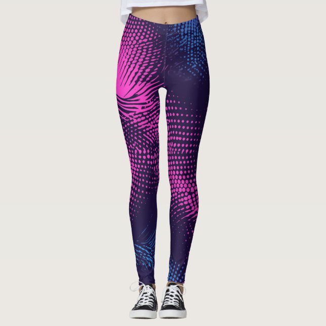 💖 Dynamic Pink & Purple Dotted Abstract Pattern  Leggings (Framsida)