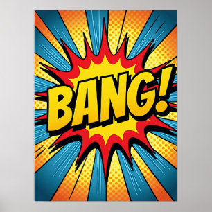 Dynamic Pop Art "BANG!" Tecknad Stil Poster
