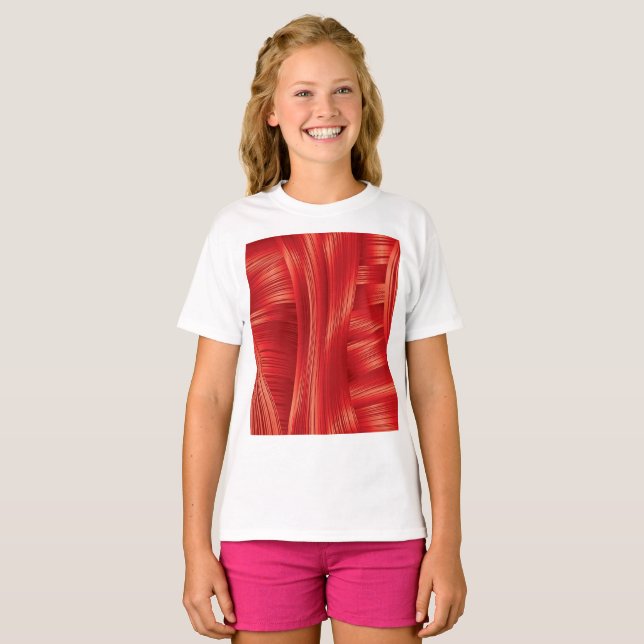 Dynamic Red Muscle Struktur Abstrakt T Shirt (Hel framsida)