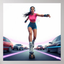 Dynamic Rollergirl Urban Art Design