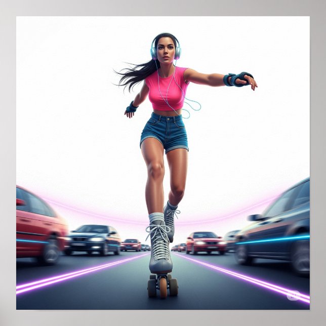 Dynamic Rollergirl Urban Art Design Poster (Framsidan)