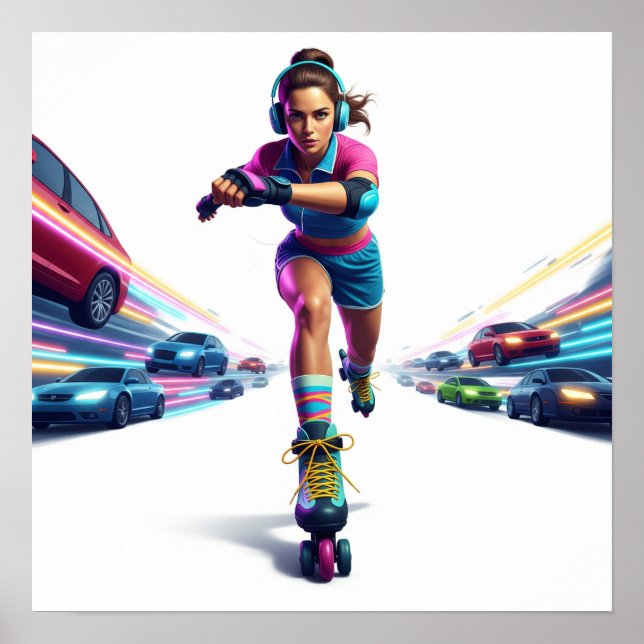 Dynamic Rollergirl Urban Art Design Poster (Framsidan)