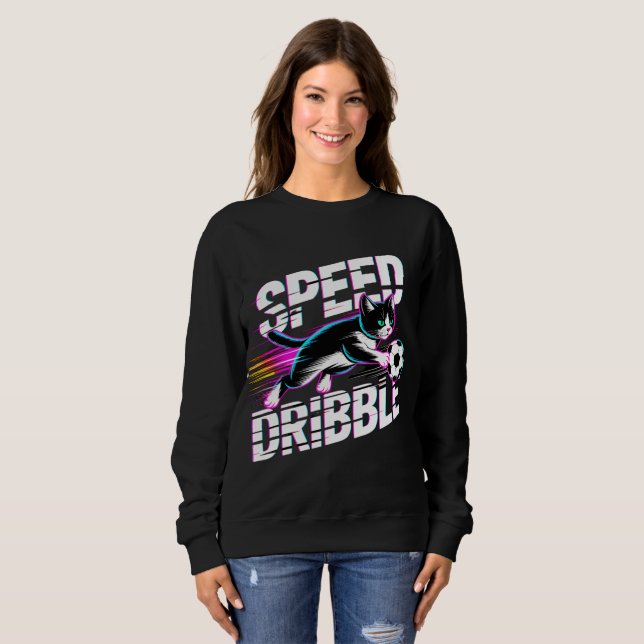 Dynamic Soccer Cat sporty Sweatshirt for Women  T Shirt (Hel framsida)