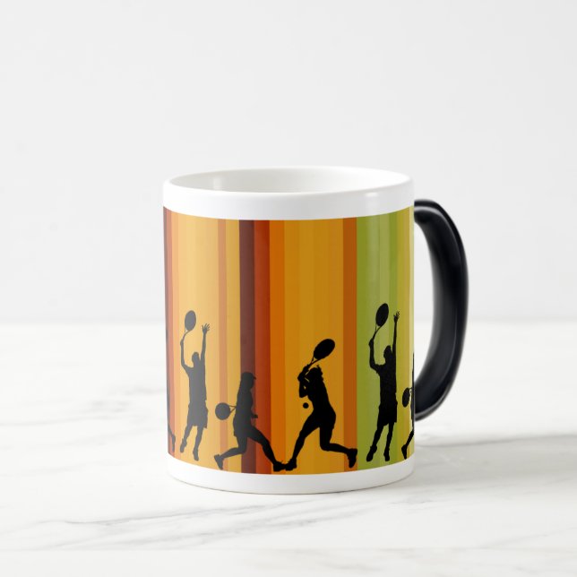Dynamic Tennis Players Silhouette Magisk Mugg (Framsida höger)