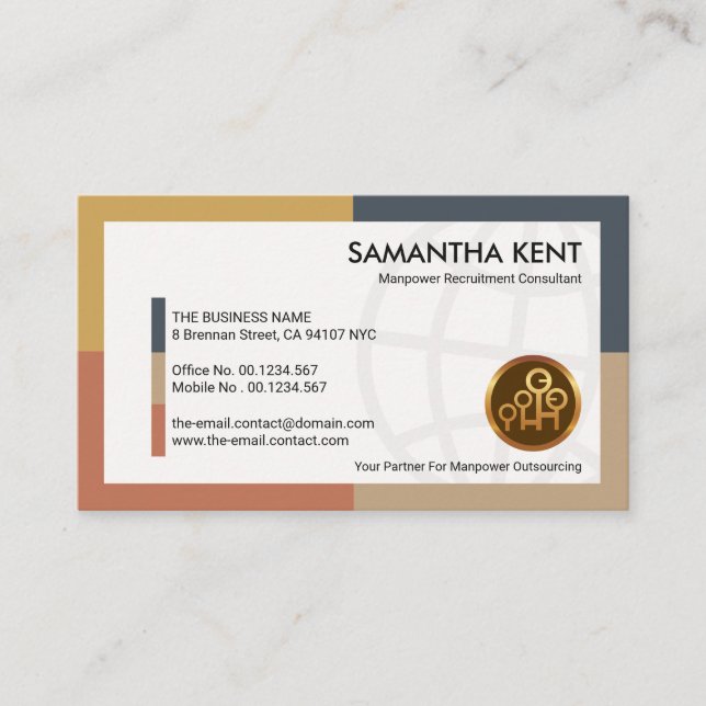 Dynamic White Global Manpower Labour Consultant Visitkort (Framsida)
