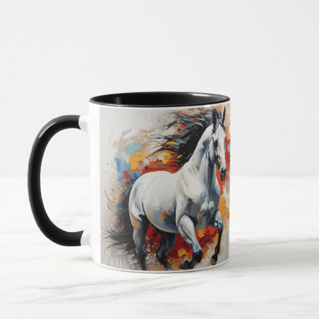 Dynamic White Stallion - Majestic 3D Mugg (Vänster)