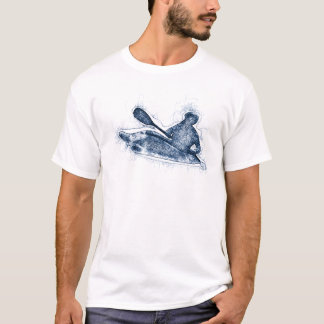 Dynamic Whitewater Kayaker Line Art T Shirt