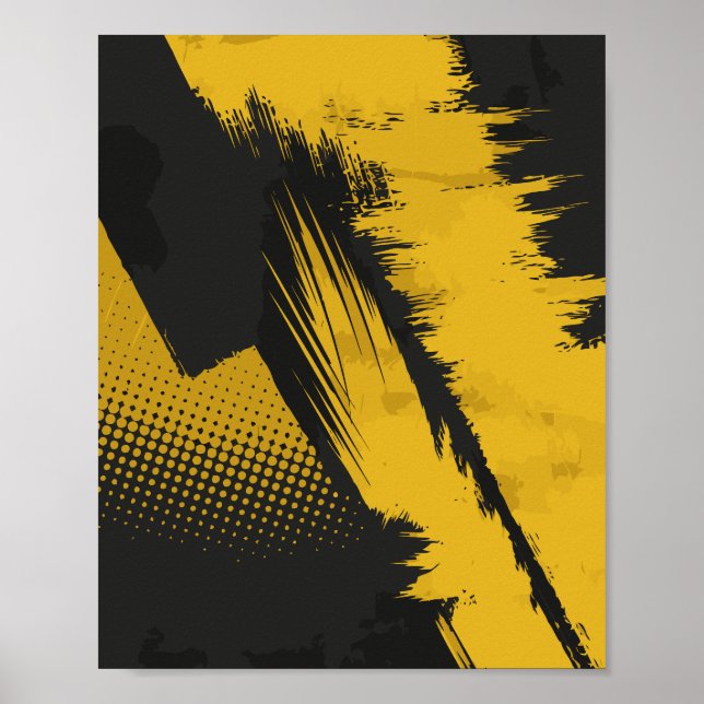 Dynamic Yellow Paint over Dark Surface Poster (Framsidan)