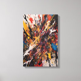 Dynamisk Abstrakt Action Expressionist Vibrant Kon Canvastryck