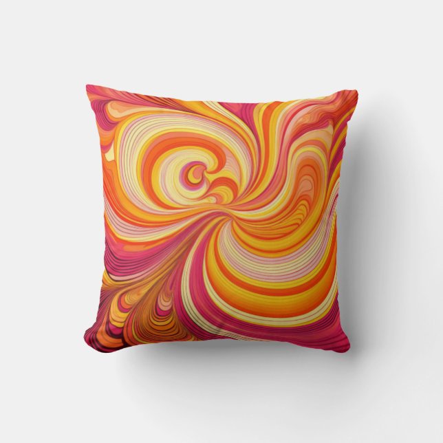 Dynamisk Abstrakt av "Vibrant Swirl" Kudde (Framsida)