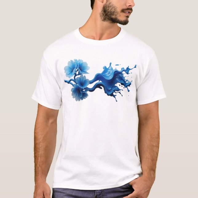 Dynamisk ABSTRAKT BLOMMA Konst Design T Shirt (Framsida)