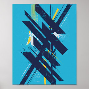 Dynamisk Abstrakt Gatukonst med Djärva Former Poster