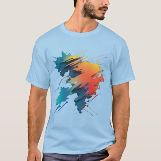 Dynamisk Abstrakt Karta: Fet Färg och modern desig T Shirt (Framsida)