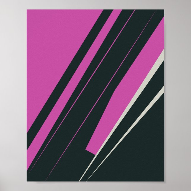 Dynamisk Abstrakt Linjer i Fuchsia och Black Poster (Framsidan)
