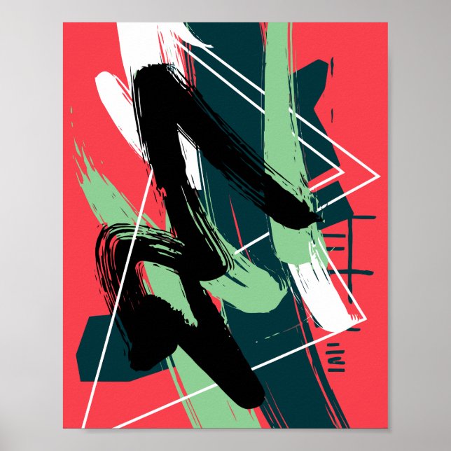 Dynamisk Abstrakt Penseldragskomposition Poster (Framsidan)