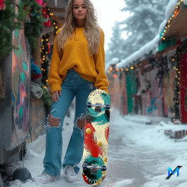 Dynamisk Abstrakt Vinkarare med fet Struktur Mini Skateboard Bräda 18,5 Cm