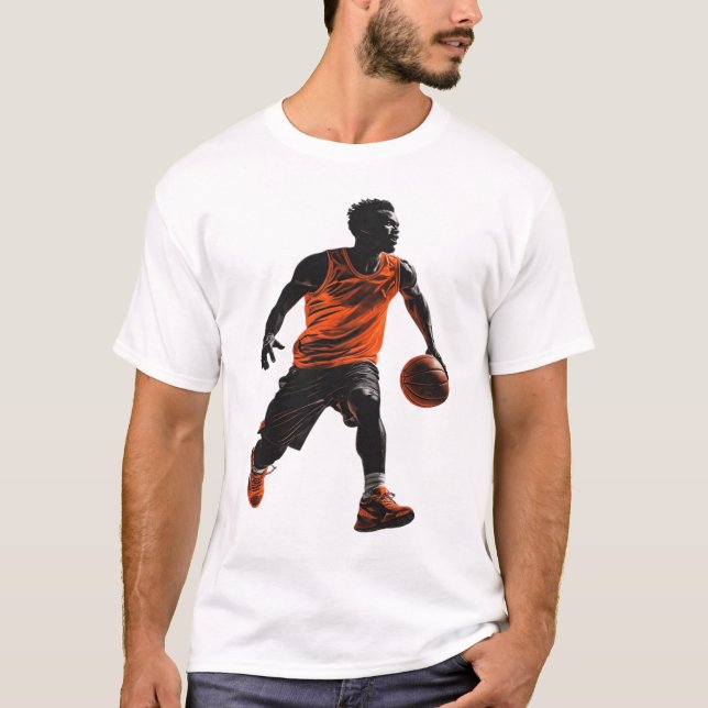 Dynamisk basketbollsspelaraktion Grafik - Orange  T Shirt (Framsida)
