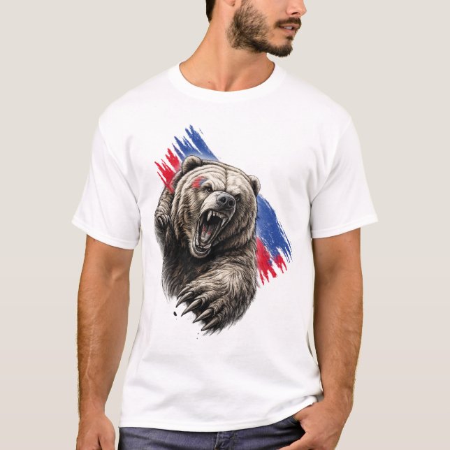 Dynamisk Björn Färg Stänk – Konstnärlig Vilda Djur T Shirt (Framsida)