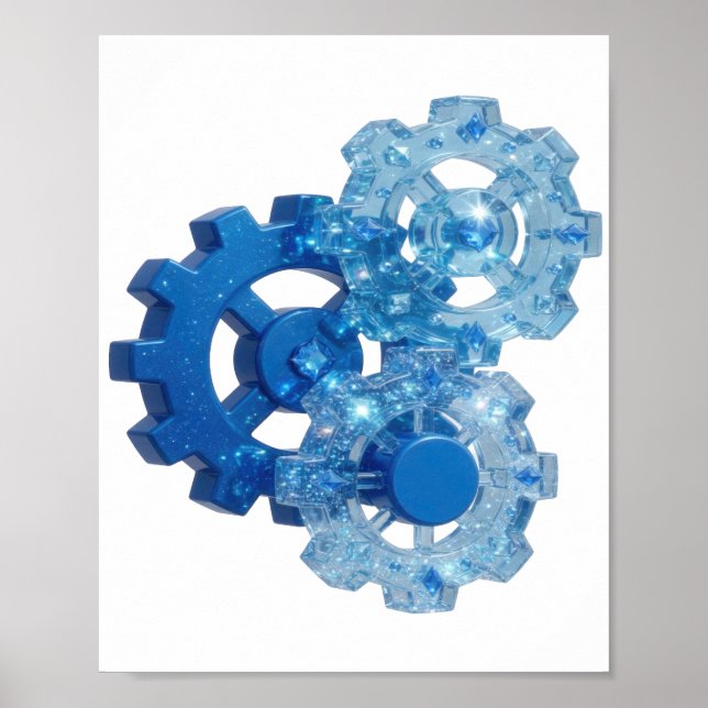 Dynamisk Blå BLUE GEAR Tröja Poster (Framsidan)