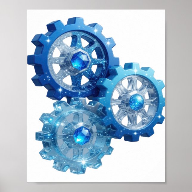 Dynamisk blå BLUE GEAR v2 Poster (Framsidan)
