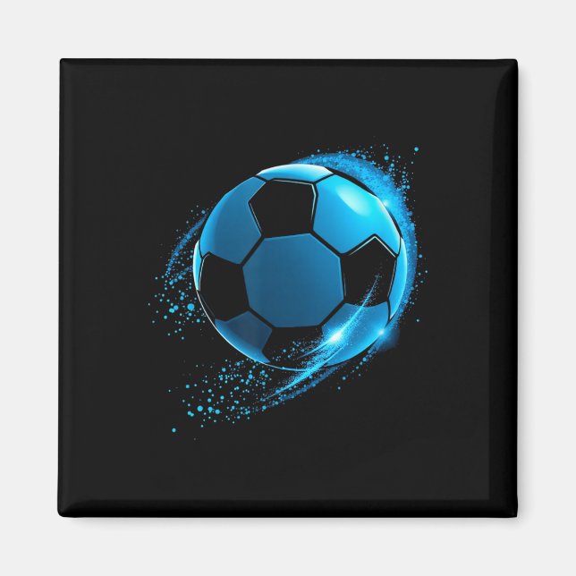 Dynamisk Blå Fotboll Ll  Magnet (Framsidan)