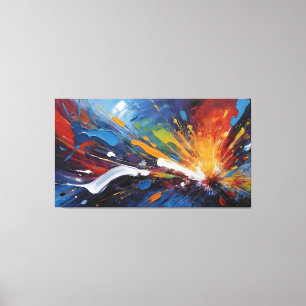 Dynamisk Blå Orange Abstrakt Expressionism Konst Canvastryck