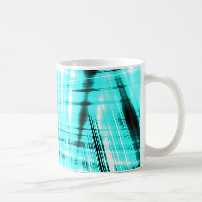 Dynamisk blå, strömmad bakgrund kaffemugg (Höger)