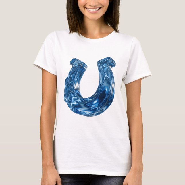Dynamisk blå VATTEN slogan design T Shirt (Framsida)