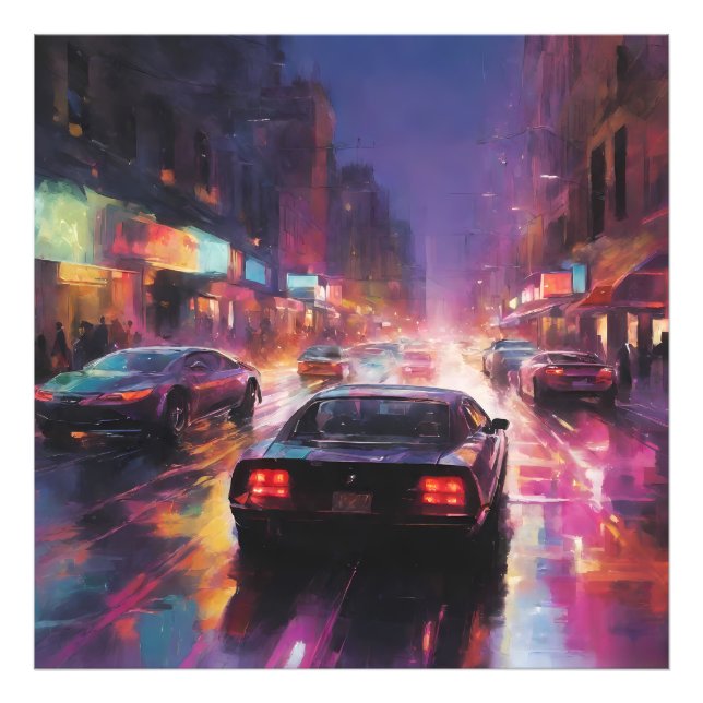 Dynamisk cityscape-Tävla Fototryck (Framsidan)