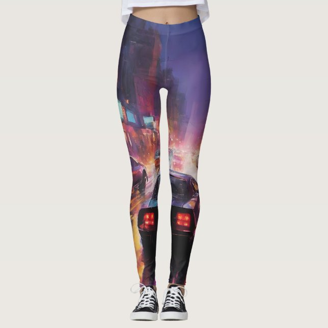Dynamisk cityscape-Tävla Leggings (Framsida)