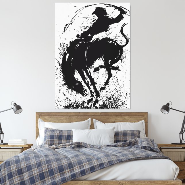 Dynamisk Cowboy Rodeo Silhuett Konst Canvastryck (Insitu (sovrum))