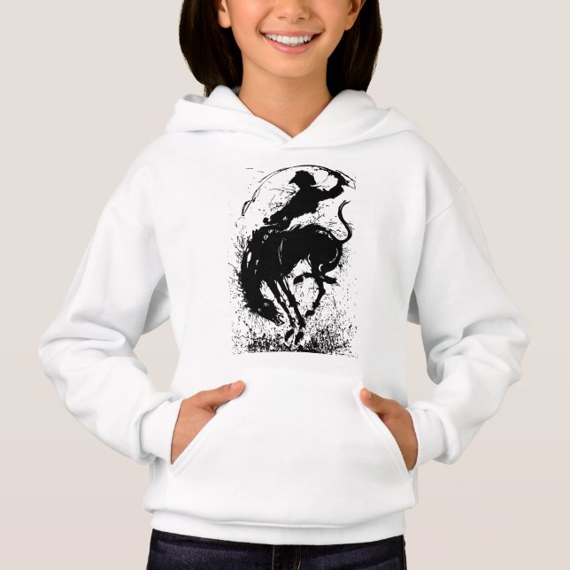 Dynamisk Cowboy Rodeo Silhuett Konst T Shirt (Framsida)